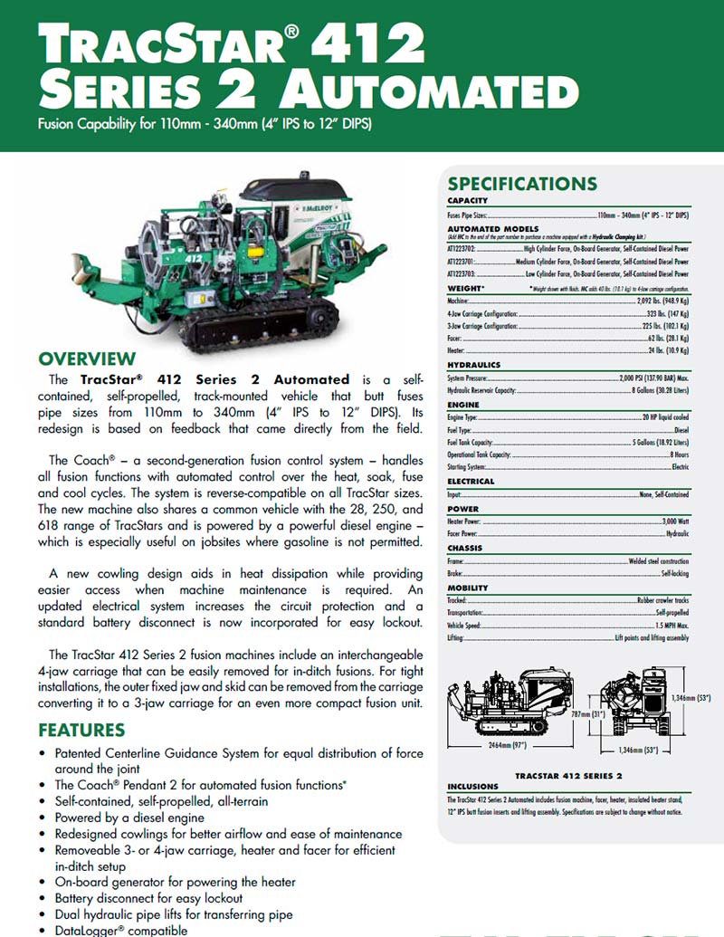 McElroy TracStar® 412 Fusion Machine